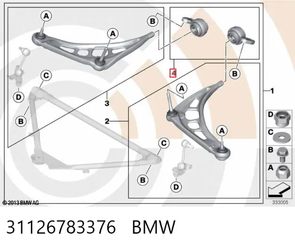 Silentblock del brazo de suspensión 31126783376 BMW