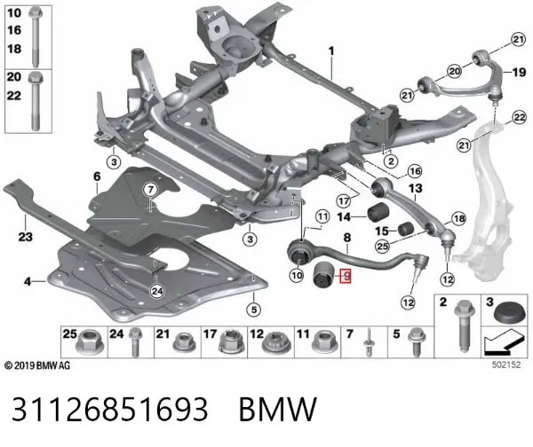 Silentblock del brazo de suspensión 31126851693 BMW