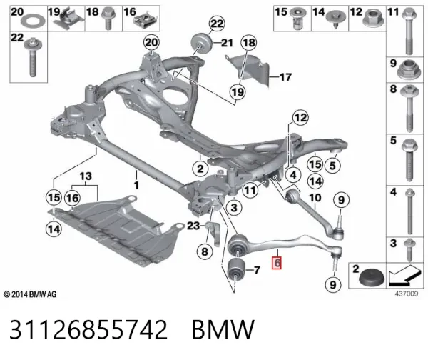 Brazo inferior derecho de la suspensión delantera 31126855742 BMW