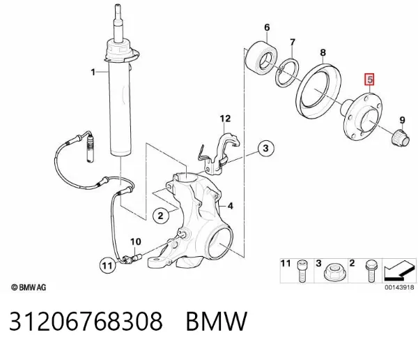 Buje de rueda delantero 31206768308 BMW