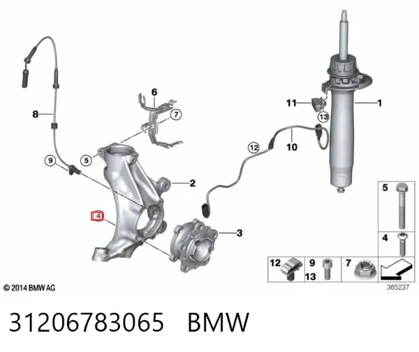 Perno de cubo 31206783065 BMW