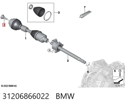 Perno de cubo BMW 31206866022