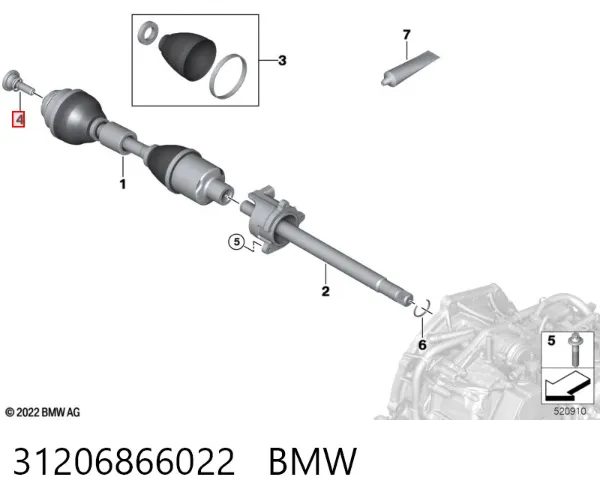 Perno de cubo 31206866022 BMW