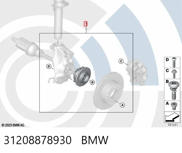 Buje de rueda delantero 31208878930 BMW
