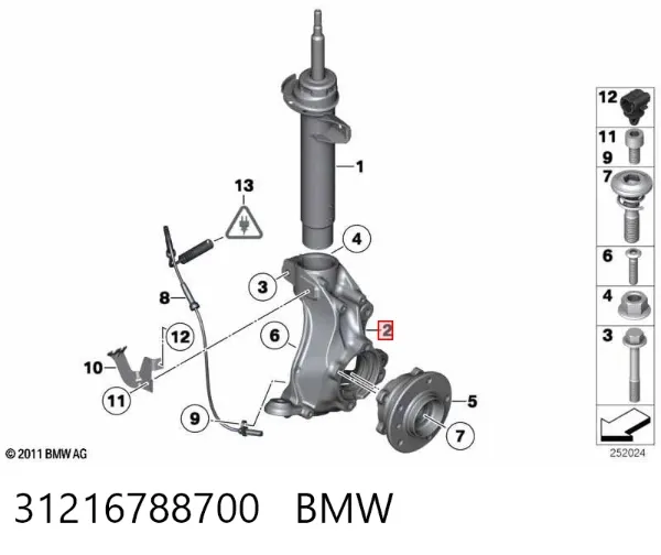 Mangueta delantera derecha 31216788700 BMW