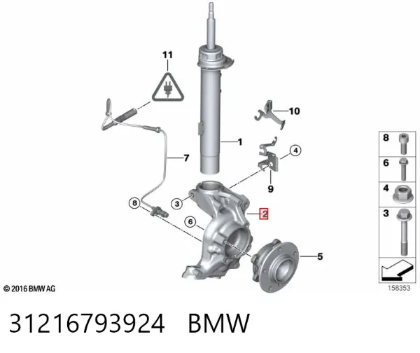 Mangueta delantera derecha 31216793924 BMW