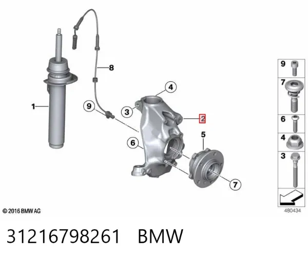 Mangueta delantera izquierda 31216798261 BMW