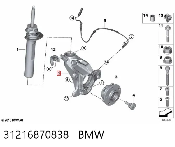 Mangueta delantera derecha 31216870838 BMW