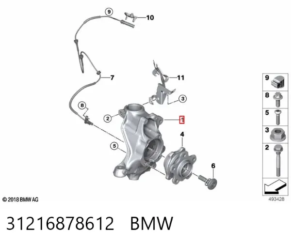 Mangueta delantera derecha 31216878612 BMW