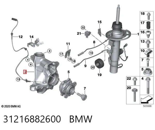 Mangueta delantera derecha 31216882600 BMW