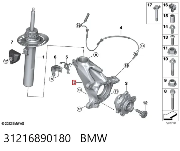 Mangueta delantera derecha 31216890180 BMW