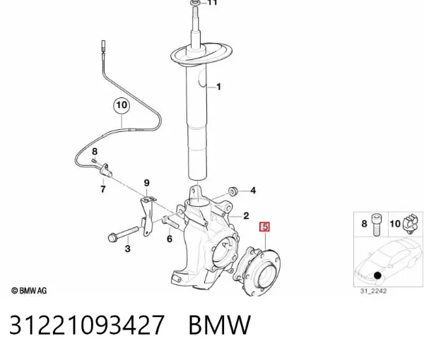 Buje de rueda delantero 31221093427 BMW