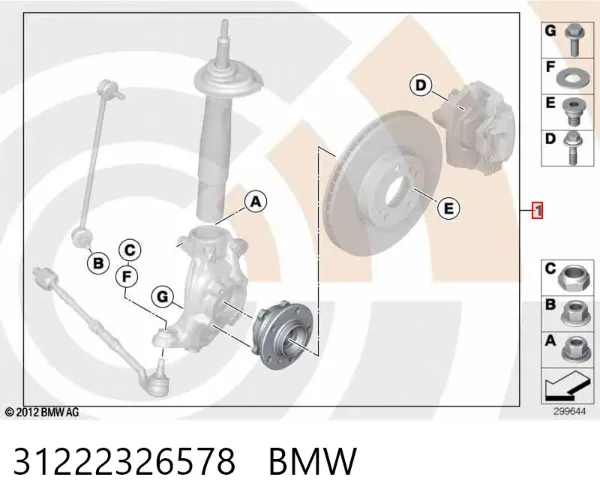 Buje de rueda delantero 31222326578 BMW