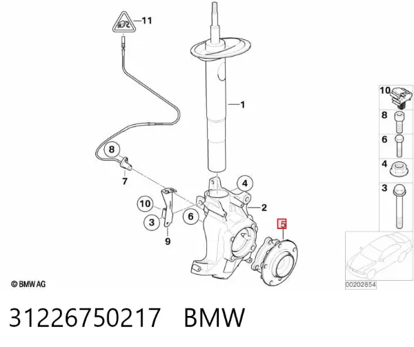 Buje de rueda delantero 31226750217 BMW