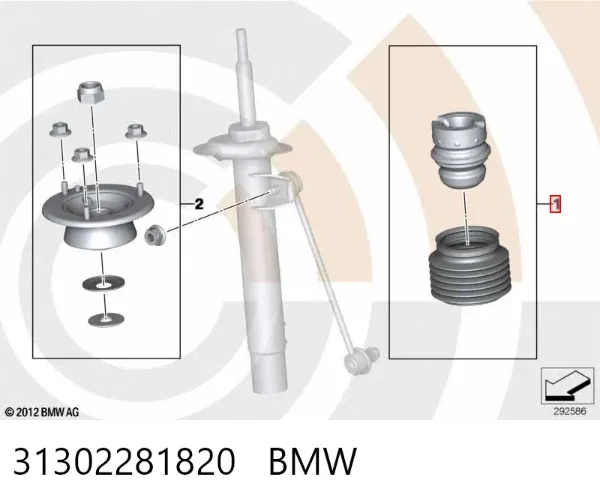 Fuelle, amortiguador delantero 31302281820 BMW