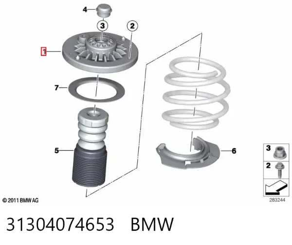 Soporte del amortiguador delantero 31304074653 BMW