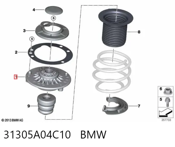 Soporte del amortiguador delantero 31305A04C10 BMW