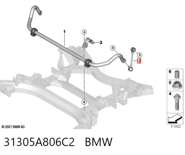Bieleta estabilizadora delantera 31305A806C2 BMW