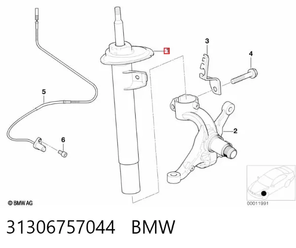Amortiguador delantero derecho 31306757044 BMW