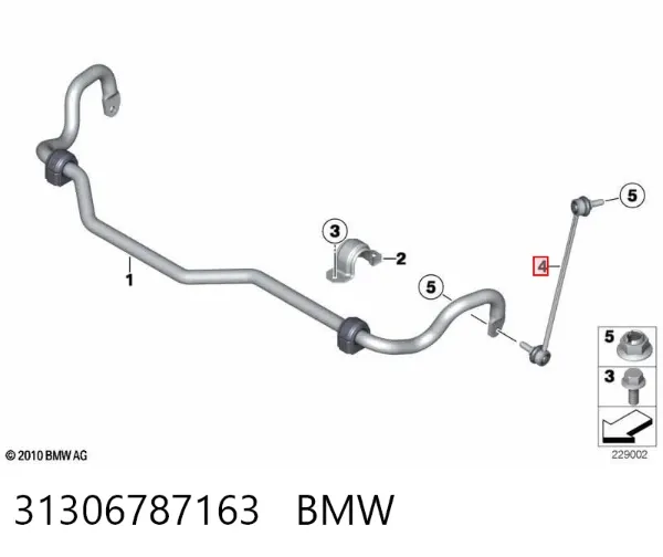 Bieleta estabilizadora delantera izquierda 31306787163 BMW