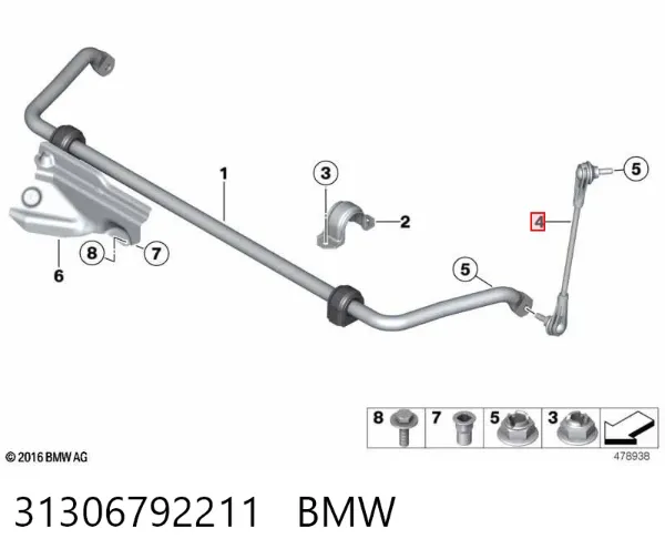 Bieleta estabilizadora delantera 31306792211 BMW