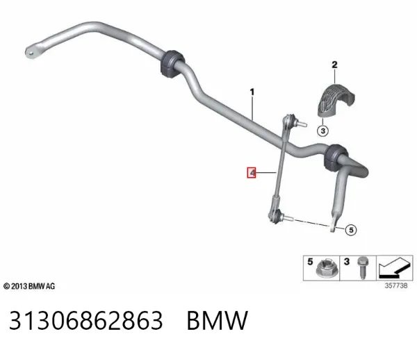 Bieleta estabilizadora delantera 31306862863 BMW