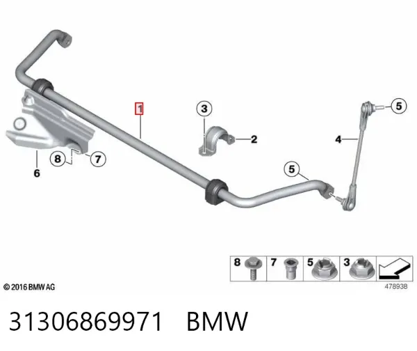 Estabilizador delantero 31306869971 BMW