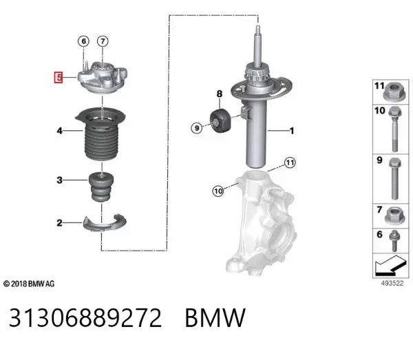 Soporte del amortiguador delantero 31306889272 BMW