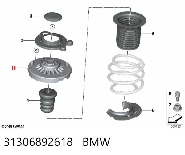 Soporte del amortiguador delantero 31306892618 BMW