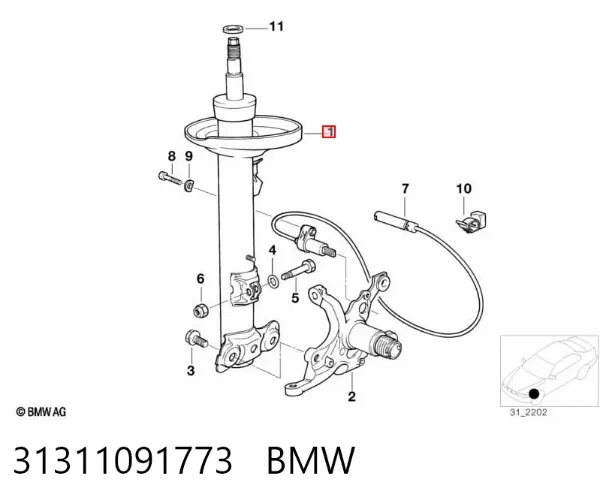 Amortiguador delantero derecho 31311091773 BMW