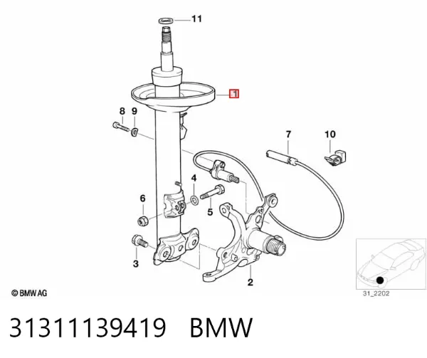 Amortiguador delantero izquierdo 31311139419 BMW