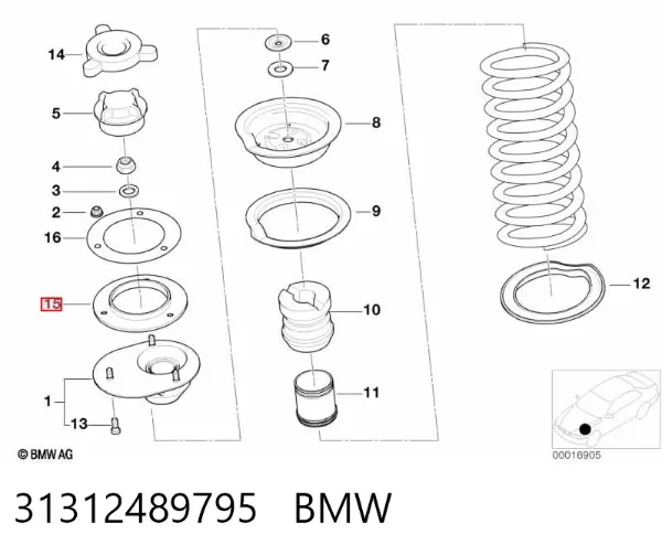 Espaciador de soporte del amortiguador delantero 31312489795 BMW