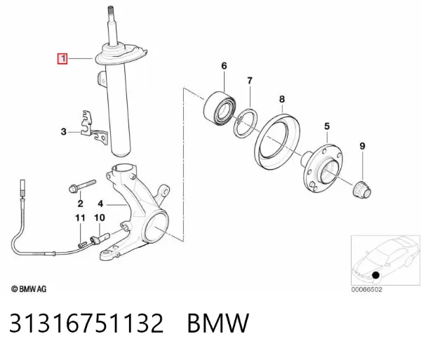 Amortiguador delantero derecho 31316751132 BMW