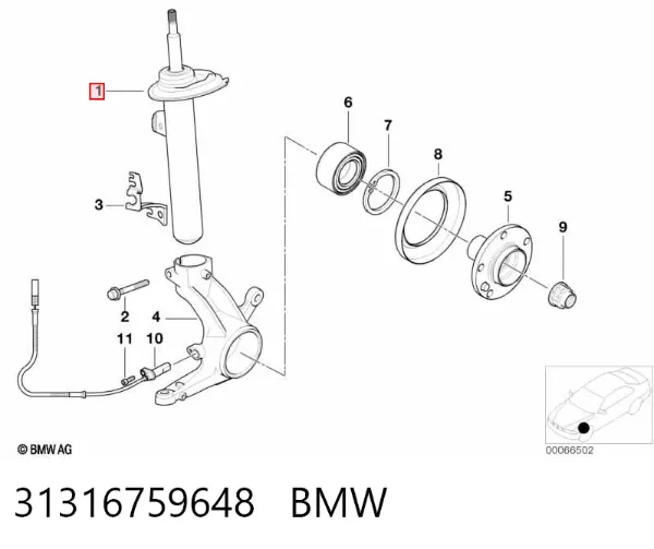 Amortiguador delantero derecho 31316759648 BMW