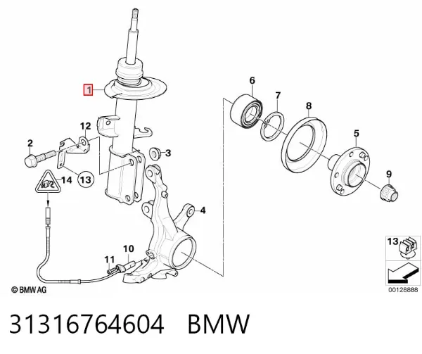 Amortiguador delantero derecho 31316764604 BMW