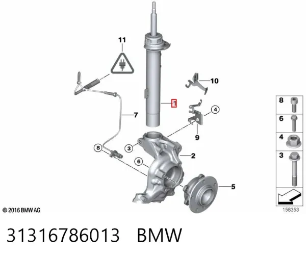 Amortiguador delantero izquierdo 31316786013 BMW