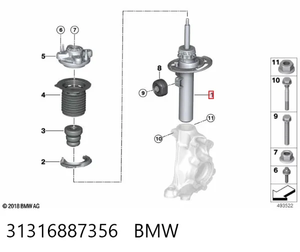 Amortiguador delantero derecho 31316887356 BMW
