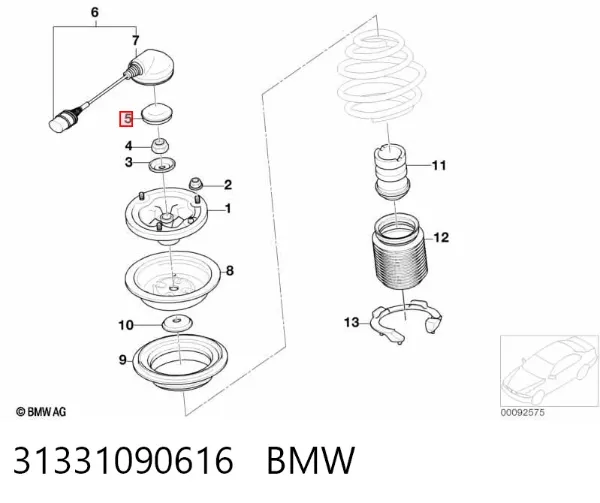 Cubierta de soporte del amortiguador delantero 31331090616 BMW