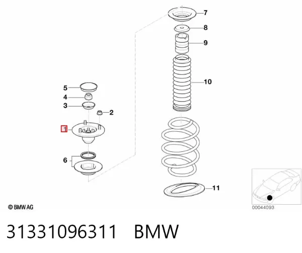 Soporte del amortiguador delantero 31331096311 BMW