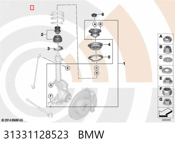 Aislador de resorte delantero superior 31331128523 BMW