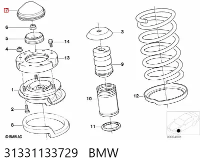 Cubierta de soporte del amortiguador delantero BMW 31331133729