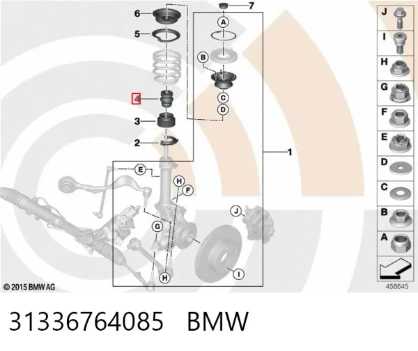 Tope de amortiguador delantero 31336764085 BMW