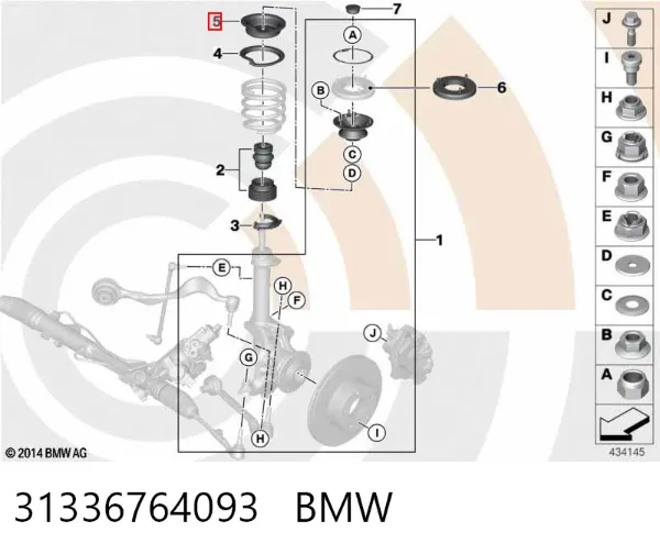 Plato superior metálico del resorte delantero 31336764093 BMW