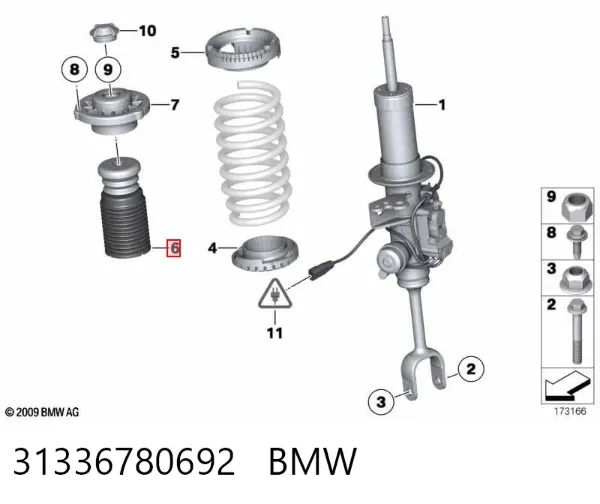 Fuelle, amortiguador delantero 31336780692 BMW