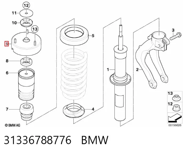 Soporte del amortiguador delantero 31336788776 BMW