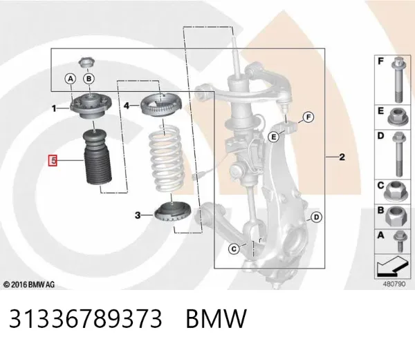 Tope de amortiguador delantero con guardapolvo 31336789373 BMW