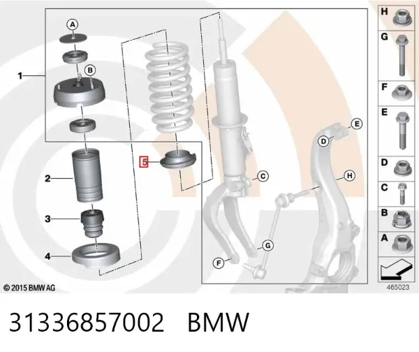 Aislador de resorte trasero inferior de goma 31336857002 BMW