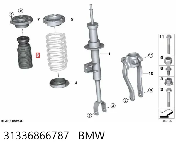 Tope de amortiguador delantero 31336866787 BMW