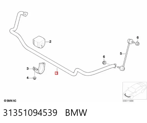 Estabilizador delantero 31351094539 BMW
