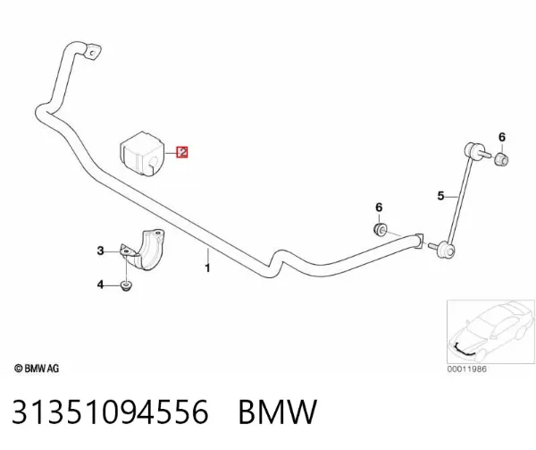 Buje de barra estabilizadora delantera 31351094556 BMW